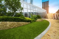 Lawn of financial center, Qingdao, China