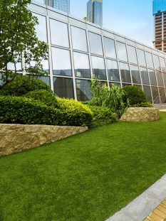 Lawn of financial center, Qingdao, China