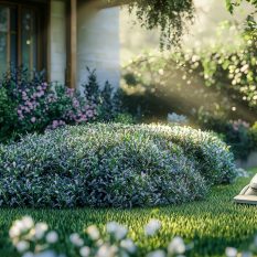 A pruning robot trimming a shrub in the garden of a beautiful house. Realistic. Maximum quality and detail --ar 2:1 --quality 2 --style raw --v 6.1 Job ID: 3718303d-f03b-41a1-9d51-f279307ac80a