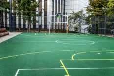 Football field in the city. A playground for active games and sp